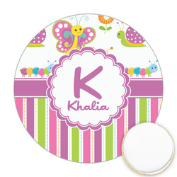 Butterflies & Stripes Printed Cookie Topper - Round (Personalized)