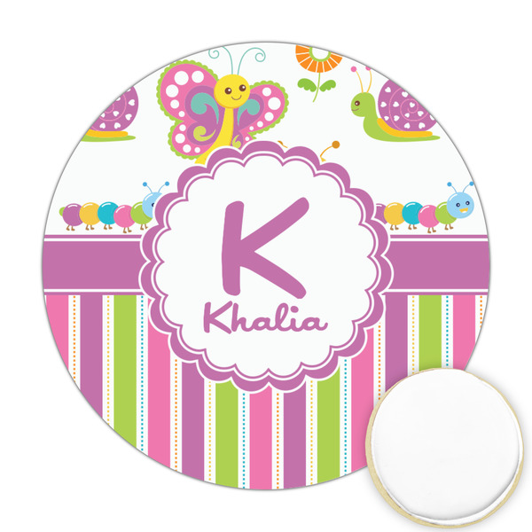 Custom Butterflies & Stripes Printed Cookie Topper - 2.5" (Personalized)