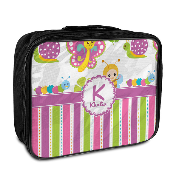 Custom Butterflies & Stripes Insulated Lunch Bag (Personalized)