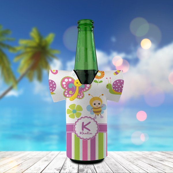 Butterflies & Stripes Jersey Bottle Cooler - LIFESTYLE