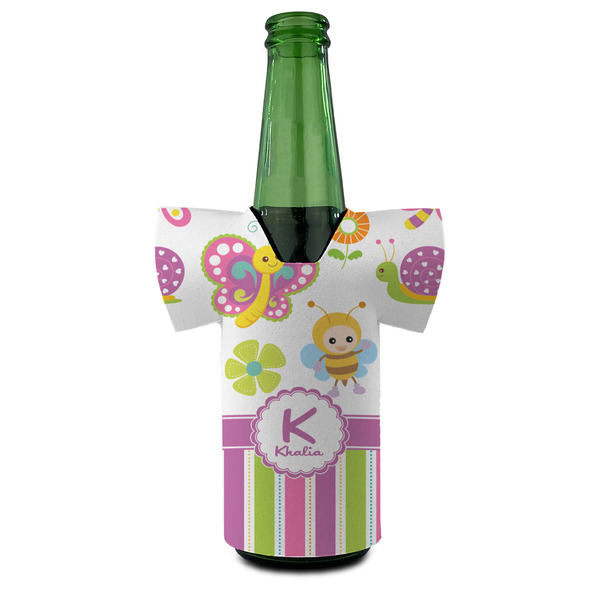 Butterflies & Stripes Jersey Bottle Cooler - Set of 4 - FRONT (on bottle)