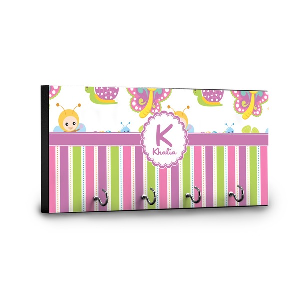 Butterflies & Stripes Key Hanger - Front View with Hooks