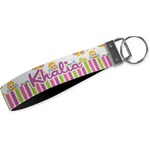 Butterflies & Stripes Wristlet Webbing Keychain Fob (Personalized)