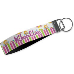 Butterflies & Stripes Wristlet Webbing Keychain Fob (Personalized)