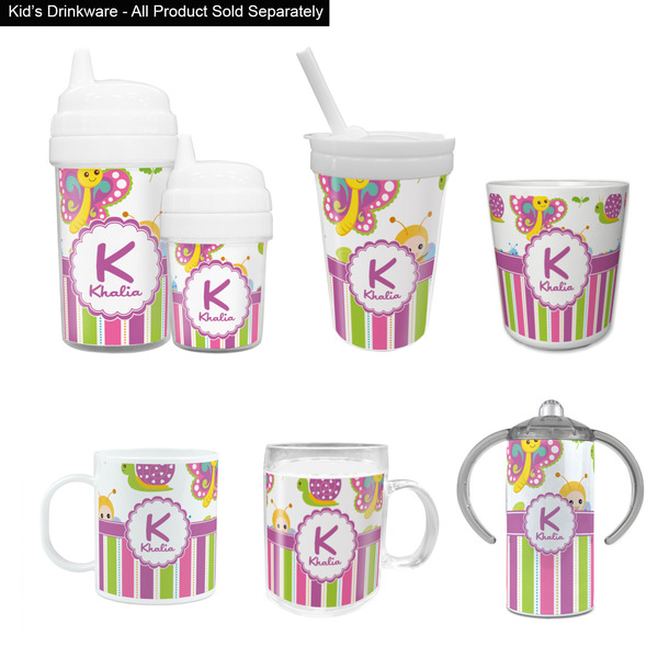 Butterflies & Stripes Kid's Drinkware - Customized & Personalized