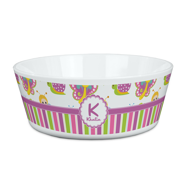 Custom Butterflies & Stripes Kid's Bowl (Personalized)