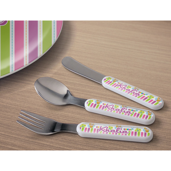 Butterflies & Stripes Kids Flatware w/ Plate