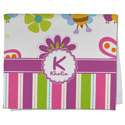 Butterflies & Stripes Kitchen Towel - Poly Cotton w/ Name and Initial