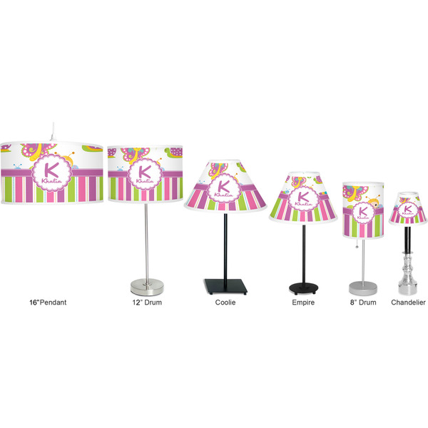 Butterflies & Stripes Lamp Full View Size Comparison