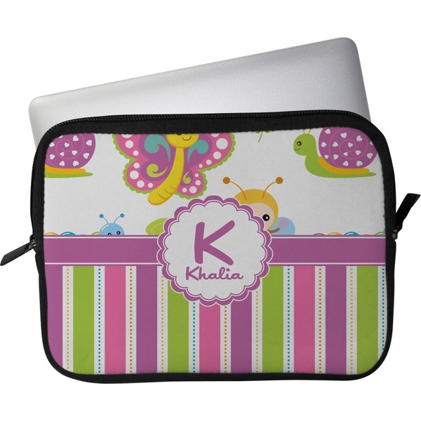 Custom Butterflies & Stripes Laptop Sleeve / Case - 11" (Personalized)