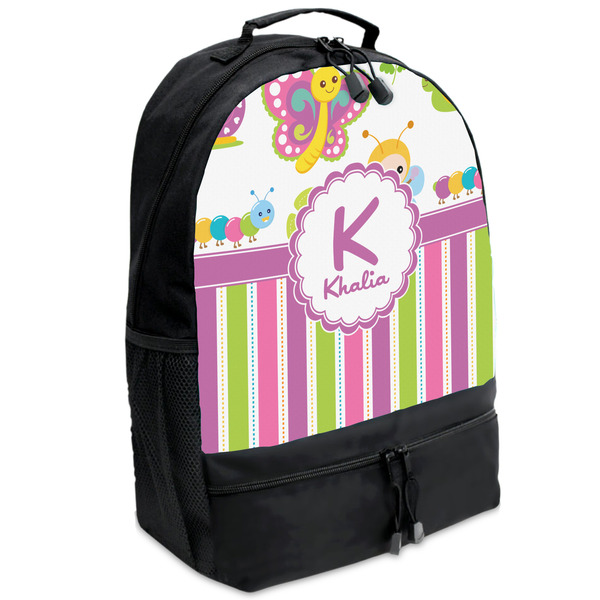 Custom Butterflies & Stripes Backpacks - Black (Personalized)