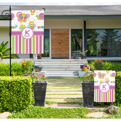 Butterflies & Stripes Large Garden Flag - Single Sided (Personalized)
