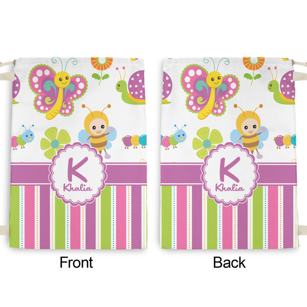 Butterflies & Stripes Large Laundry Bag - Front & Back View