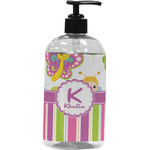 Butterflies & Stripes Plastic Soap / Lotion Dispenser (16 oz - Large - Black) (Personalized)
