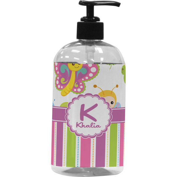 Custom Butterflies & Stripes Plastic Soap / Lotion Dispenser (Personalized)