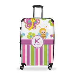 Butterflies & Stripes Suitcase - 28" Large - Checked w/ Name and Initial