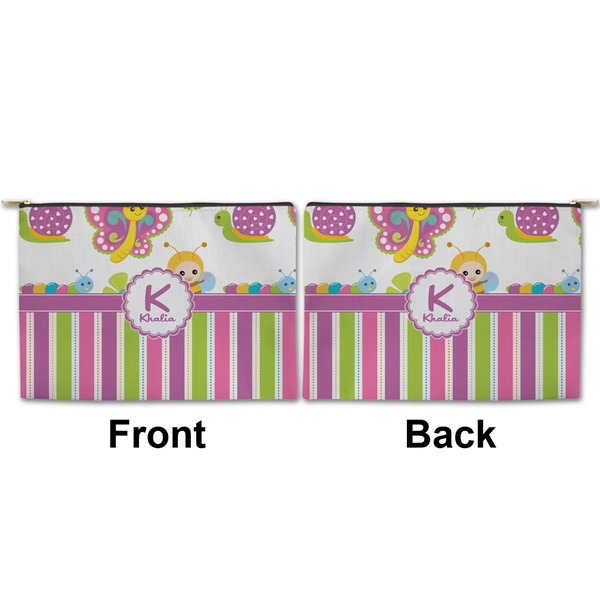 Butterflies & Stripes Large Zipper Pouch Approval (Front and Back)