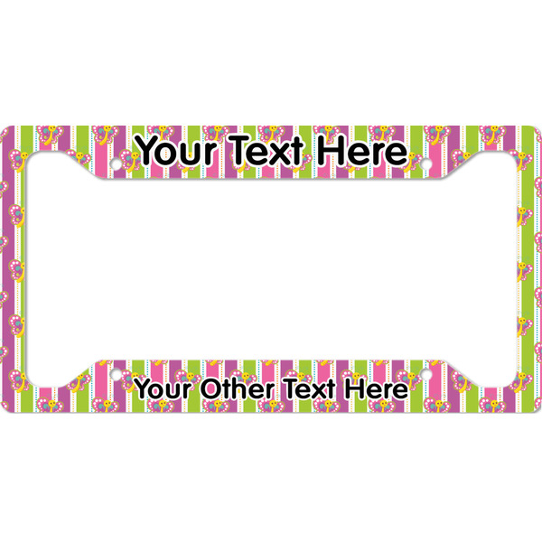 Custom Butterflies & Stripes License Plate Frame - Style A (Personalized)