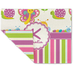 Butterflies & Stripes Double-Sided Linen Placemat - Single w/ Name and Initial
