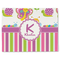 Butterflies & Stripes Single-Sided Linen Placemat - Single w/ Name and Initial