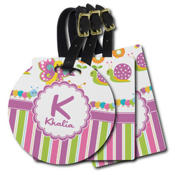 Butterflies & Stripes Plastic Luggage Tag (Personalized)
