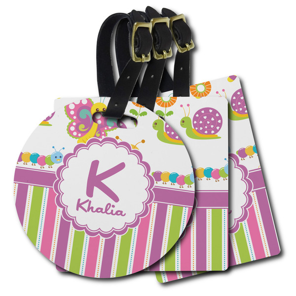 Custom Butterflies & Stripes Plastic Luggage Tag (Personalized)