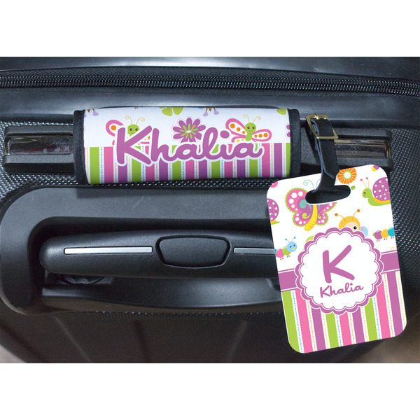 Butterflies & Stripes Luggage Wrap & Tag
