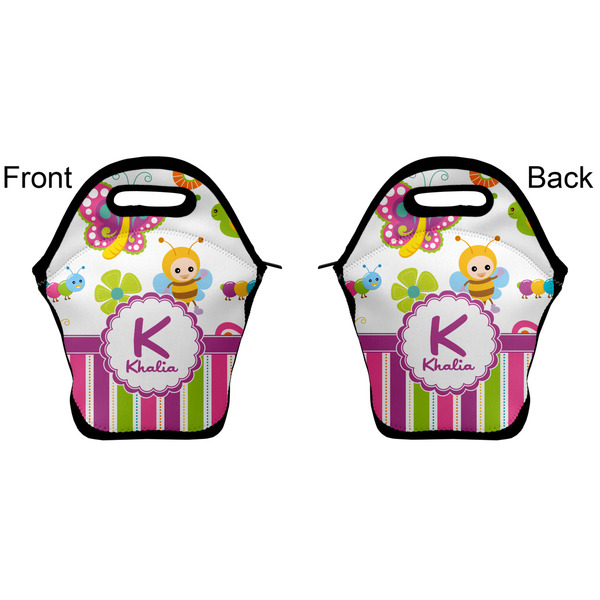 Butterflies & Stripes Lunch Bag - Front and Back
