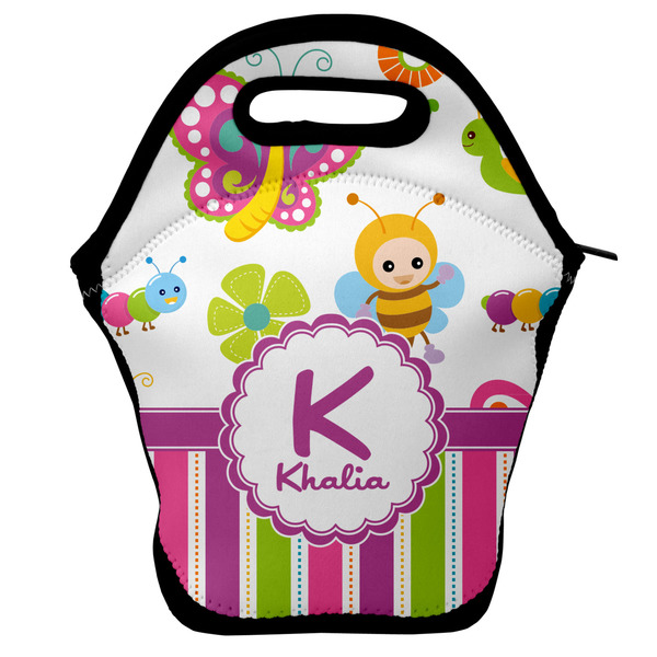 Custom Butterflies & Stripes Lunch Bag w/ Name and Initial
