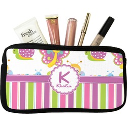 Butterflies & Stripes Makeup / Cosmetic Bag - Small (Personalized)