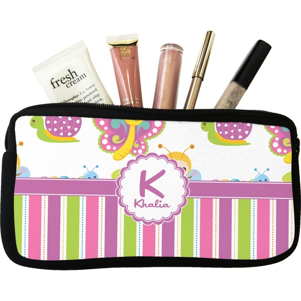 Custom Butterflies & Stripes Makeup / Cosmetic Bag - Small (Personalized)