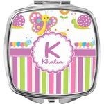Butterflies & Stripes Compact Makeup Mirror (Personalized)