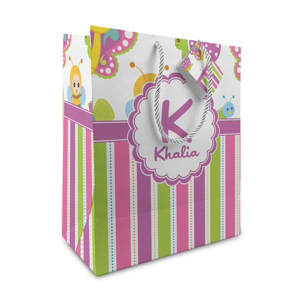 Custom Butterflies & Stripes Medium Gift Bag (Personalized)