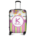 Butterflies & Stripes Suitcase - 24" Medium - Checked (Personalized)