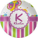 Butterflies & Stripes Melamine Salad Plate - 8" (Personalized)