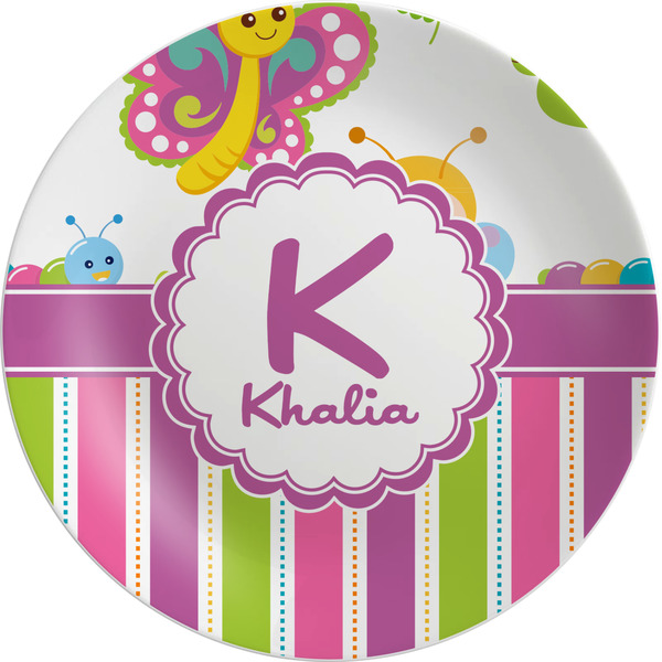 Custom Butterflies & Stripes Melamine Salad Plate - 8" (Personalized)