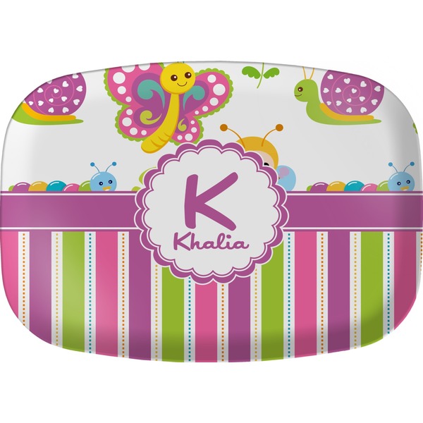 Custom Butterflies & Stripes Melamine Platter (Personalized)