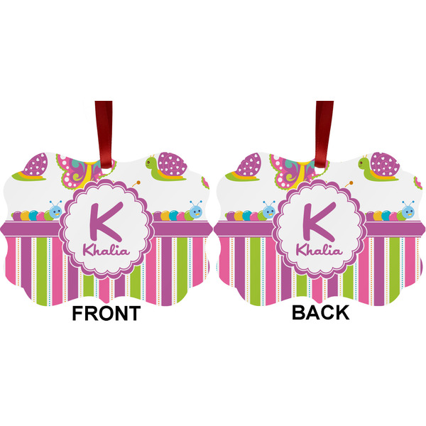 Butterflies & Stripes Metal Benilux Ornament - Front and Back (APPROVAL)