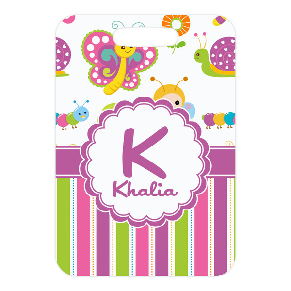 Butterflies & Stripes Metal Luggage Tag - Front Without Strap