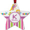 Butterflies & Stripes Metal Star Ornament - Double Sided w/ Name and Initial