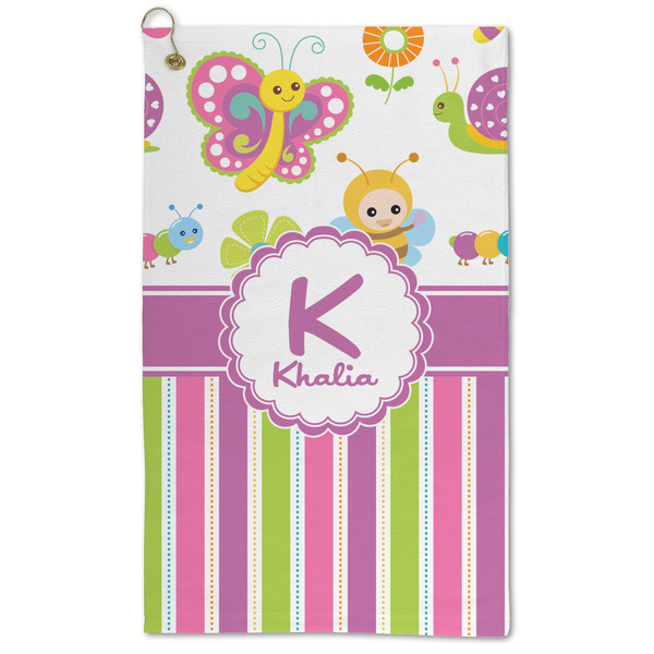 Custom Butterflies & Stripes Microfiber Golf Towel - Large (Personalized)