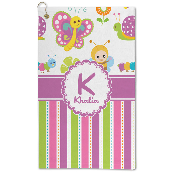 Custom Butterflies & Stripes Microfiber Golf Towel (Personalized)