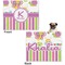 Butterflies & Stripes Microfleece Dog Blanket - Large- Front & Back