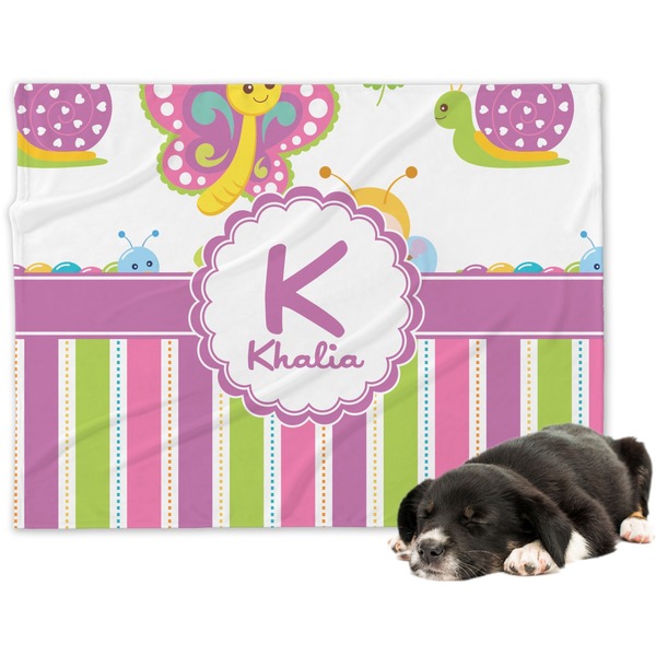 Custom Butterflies & Stripes Dog Blanket - Regular (Personalized)