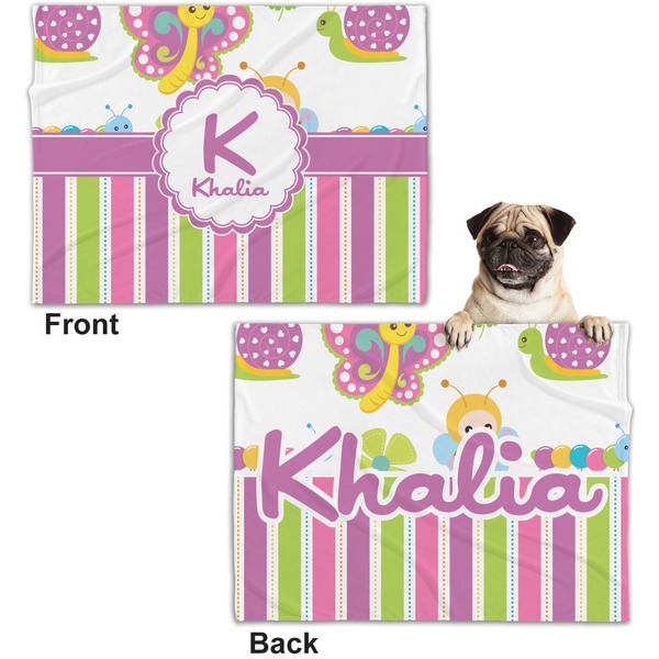 Butterflies & Stripes Microfleece Dog Blanket - Regular - Front & Back
