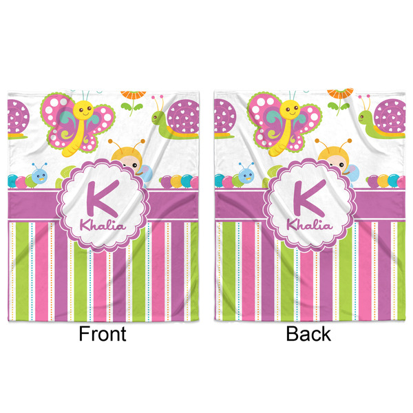 Butterflies & Stripes Minky Blanket - 50"x60" - Double Sided - Front & Back