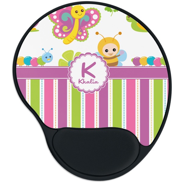 Custom Butterflies & Stripes Mouse Pad with Wrist Support