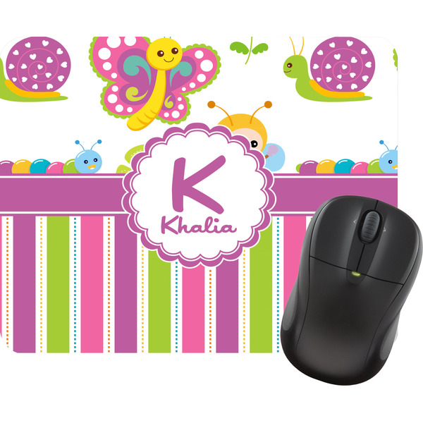 Custom Butterflies & Stripes Rectangular Mouse Pad (Personalized)