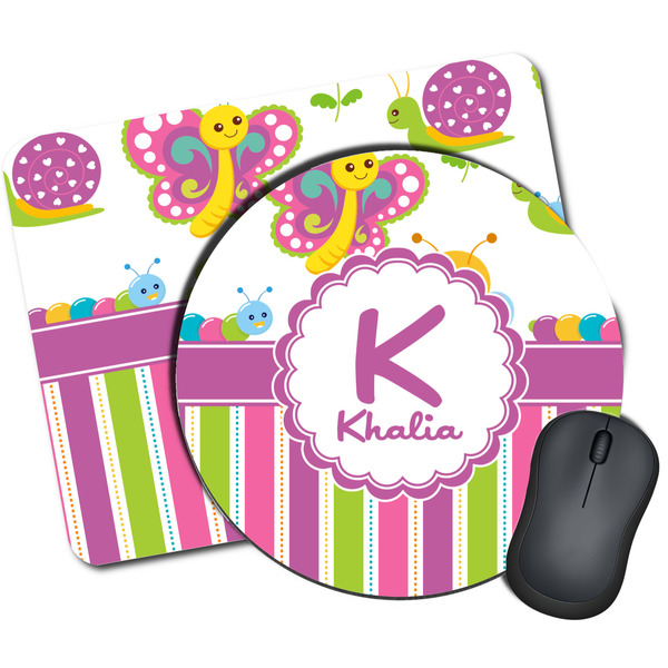 Custom Butterflies & Stripes Mouse Pad (Personalized)
