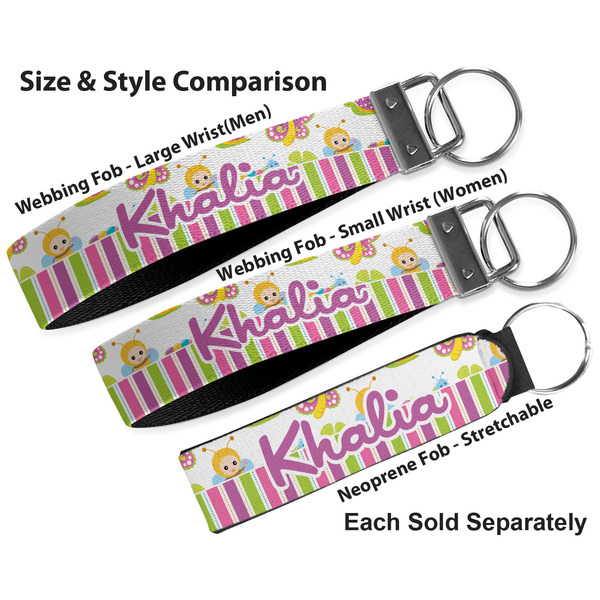 Butterflies & Stripes Multiple Key Ring comparison sizes